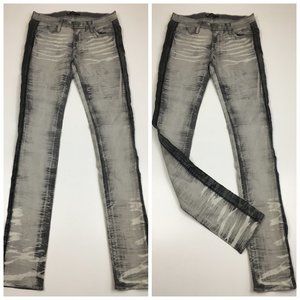 ROCK & REPUBLIC Gray/Lt Gray Camo Charcoal Tuxedo Stripe COLLIER 5 Pocket Jeans